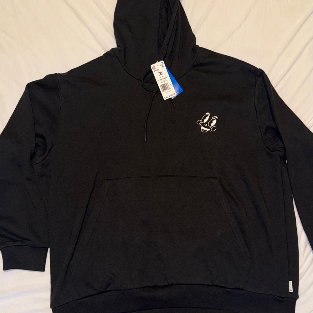 adidas Black Pullover Hoodie with Small Chest Logo
